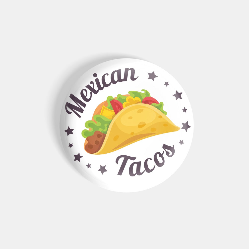 dhcrafts Round Fridge Magnet White Food Lovers Mexican Tacos Glossy Finish Design Pack of 1 (58 mm)